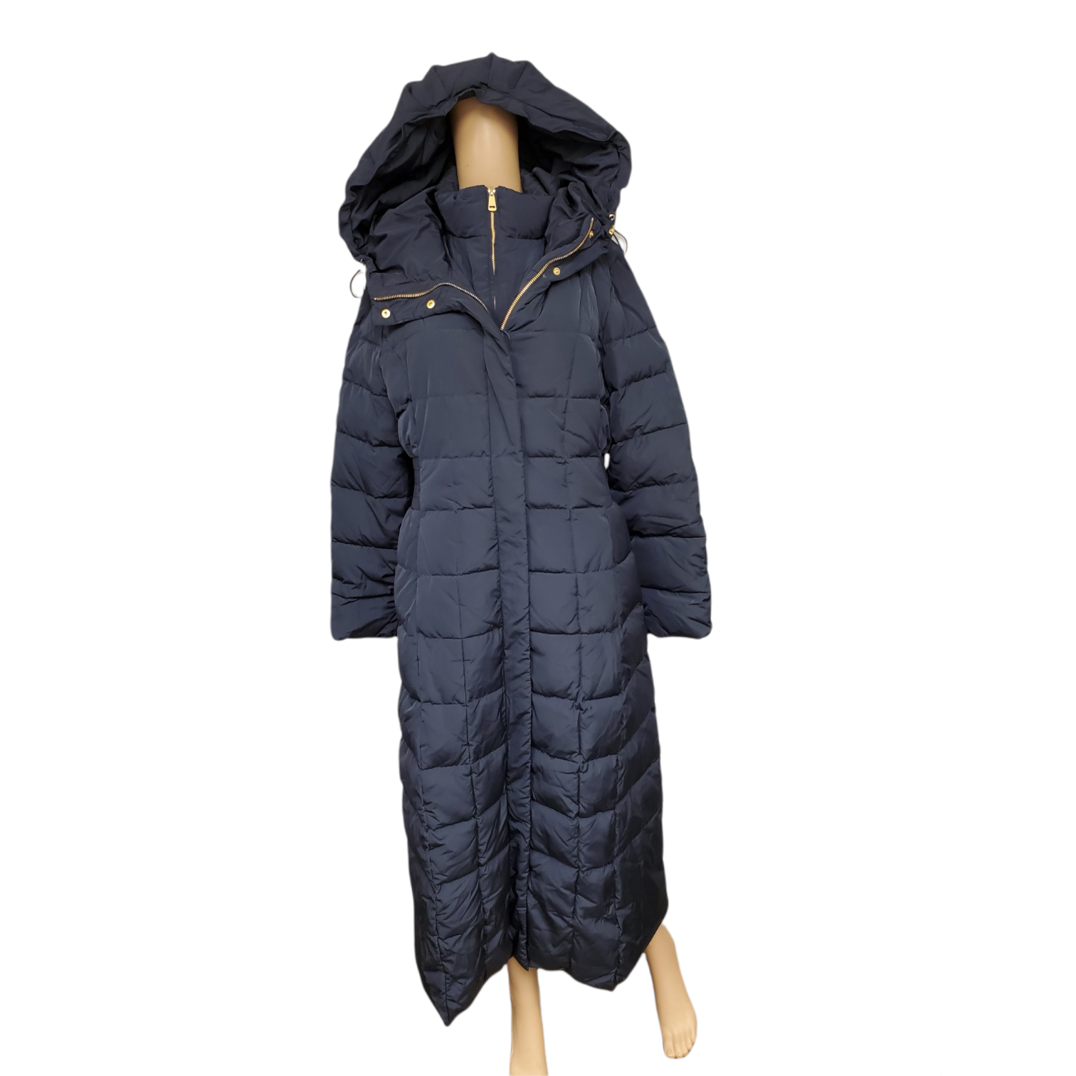 cole haan hooded down maxi puffer coat