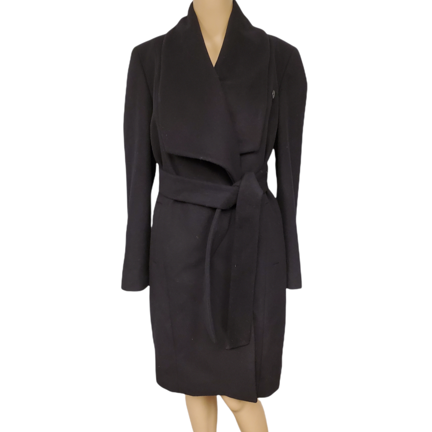 Vince Camuto Womens Wing-Collar Double-Breasted Wool Coat Black