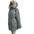 DKNY Women's Faux-Fur Hooded Water-Resistant Anorak Jacket Olive