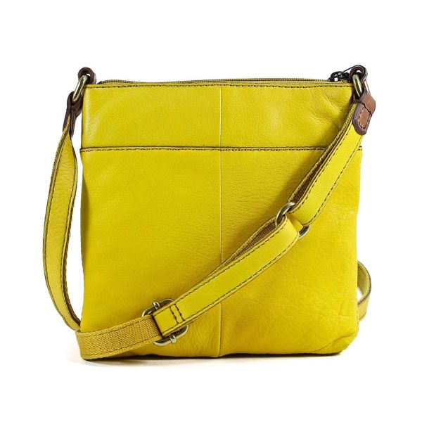 Fossil Explorer Leather Mini Yellow Crossbody Handbag Affordable