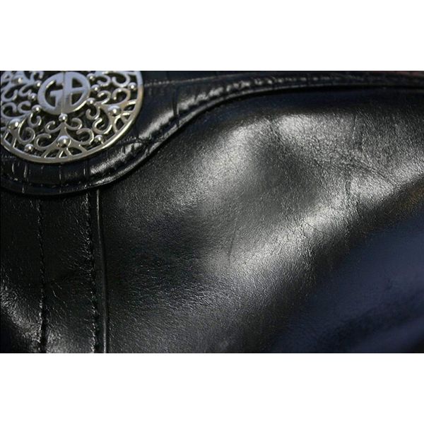 Giani Bernini Florentine Glazed Leather Filigree Vertical Black Crossbody