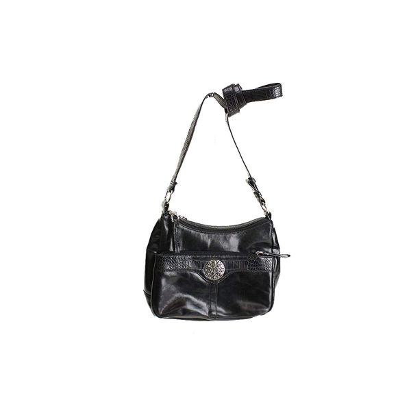 Guess Handbag Black Leather Tote style Bag Monogram interior Cream zip  hardware | Black leather handbags, Guess handbags, Fashion tote