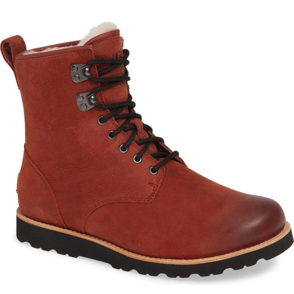 UGG Mens Hannen TL Waterproof Red Oxide Leather Boots 12 M Affordable Designer Brands Affordable Designer Brands