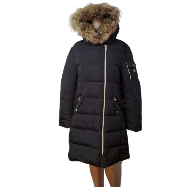 Vince Camuto Womens Faux-Fur-Trim Hooded Puffer Coat Water