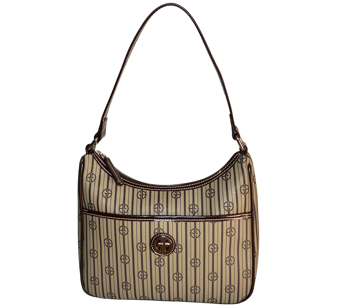 laberinto Sociedad ladrón Giani Bernini Stripe Signature Small Khaki Brown Hobo Shoulder handbag |  Affordable Designer Brands